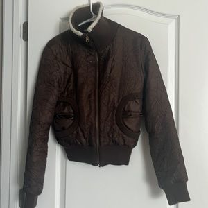 Tyte American Standard Women's Small Brown Puffer Jacket Bomber Style